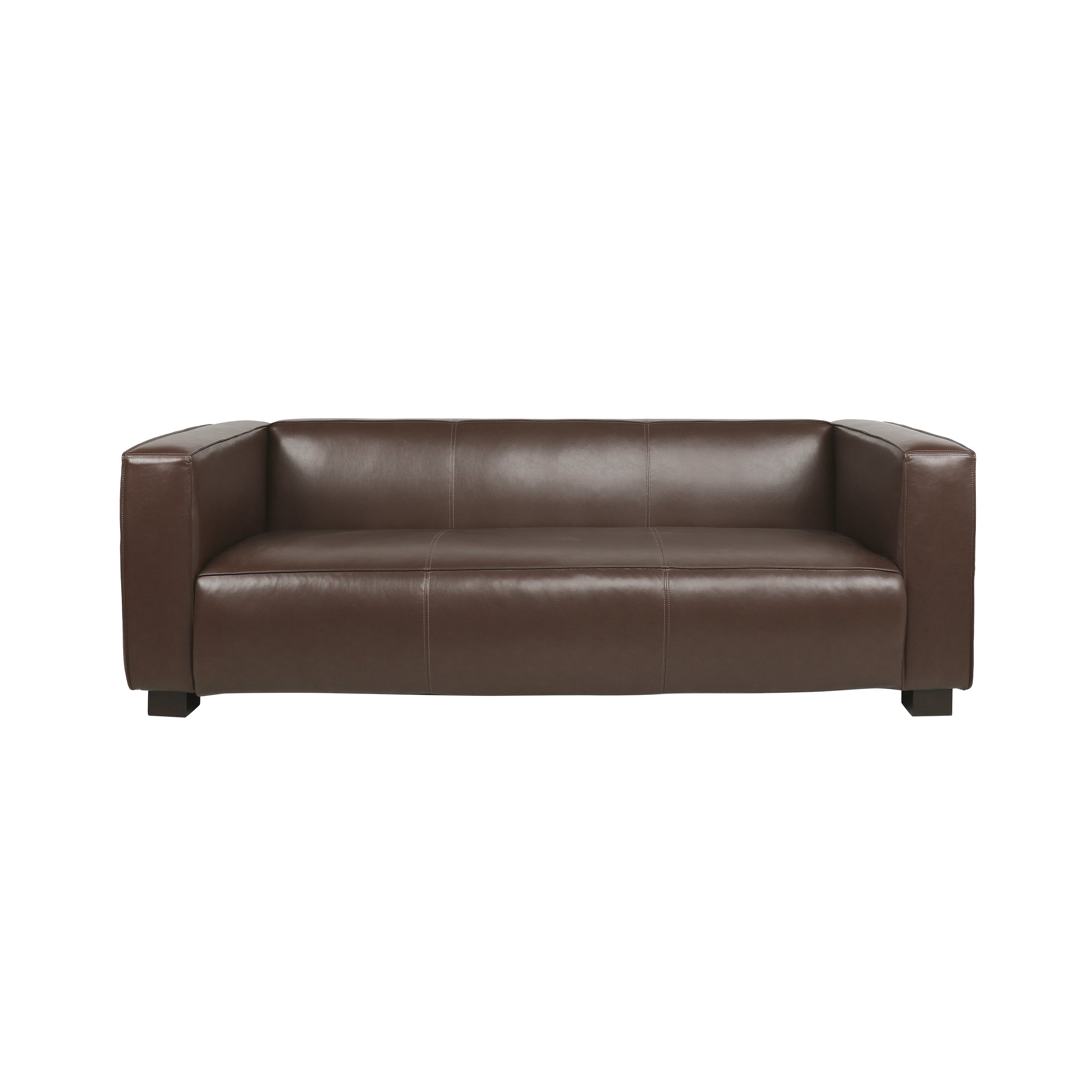 Minkler Contemporary Faux Leather 3 Seater Sofa, Dark Brown and Dark Walnut