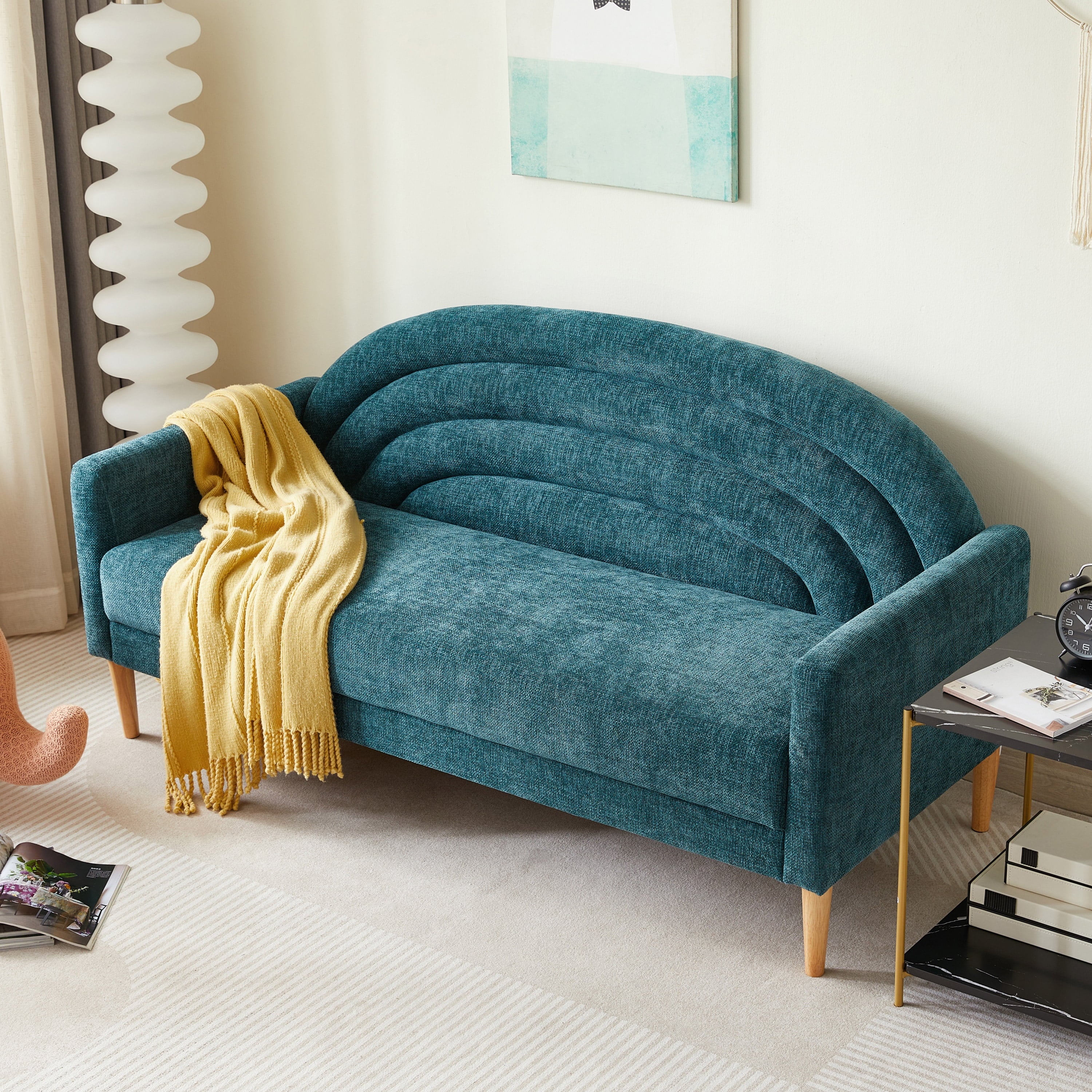 Upholstered Vibrant Rainbow Design, Premium Loveseat, Three-Seater Sofa, and Armchair for Stylish Living Space