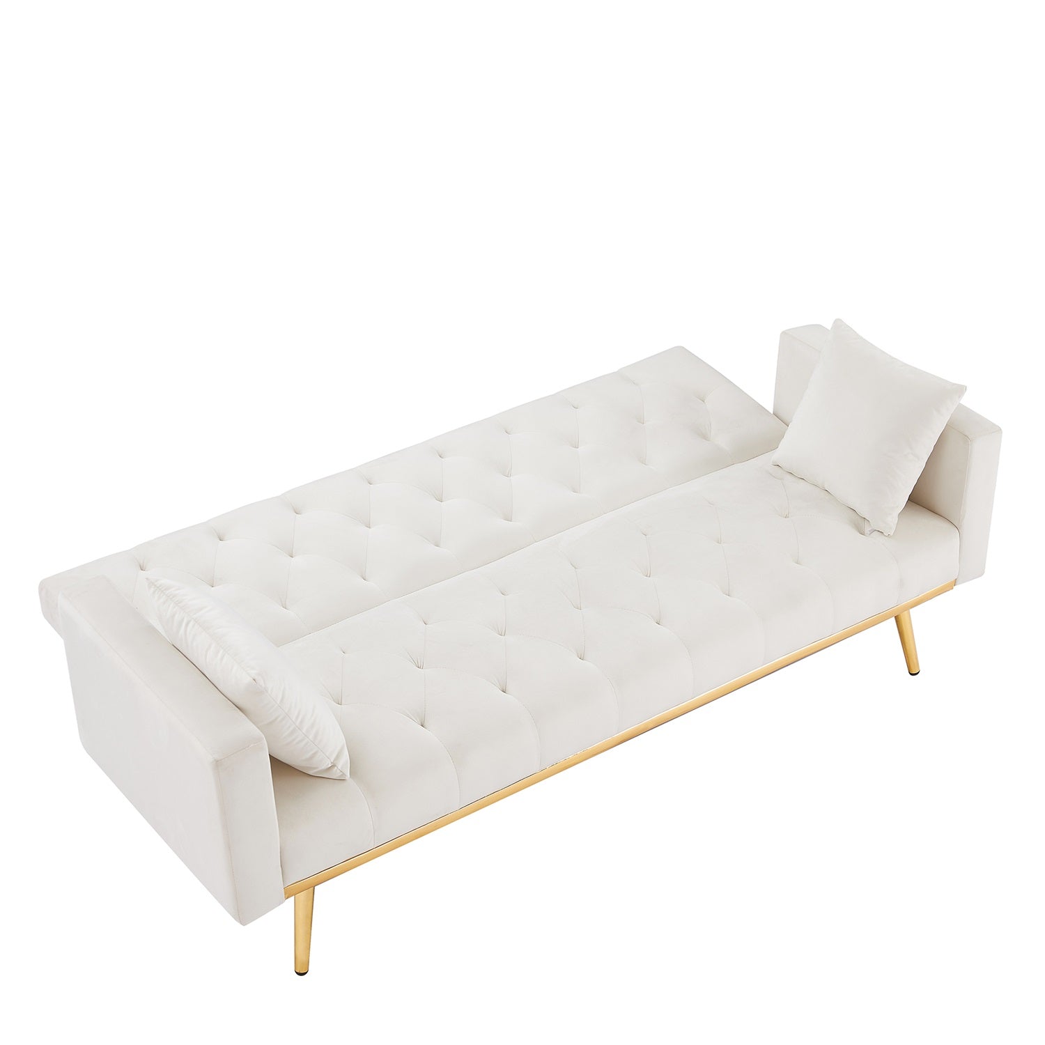 67.5" W, Sofa Bed, Couch for Apartment Convertible Sleeper Sofa with Tapered Legs, Small Splitback Sofa for Living Room, White