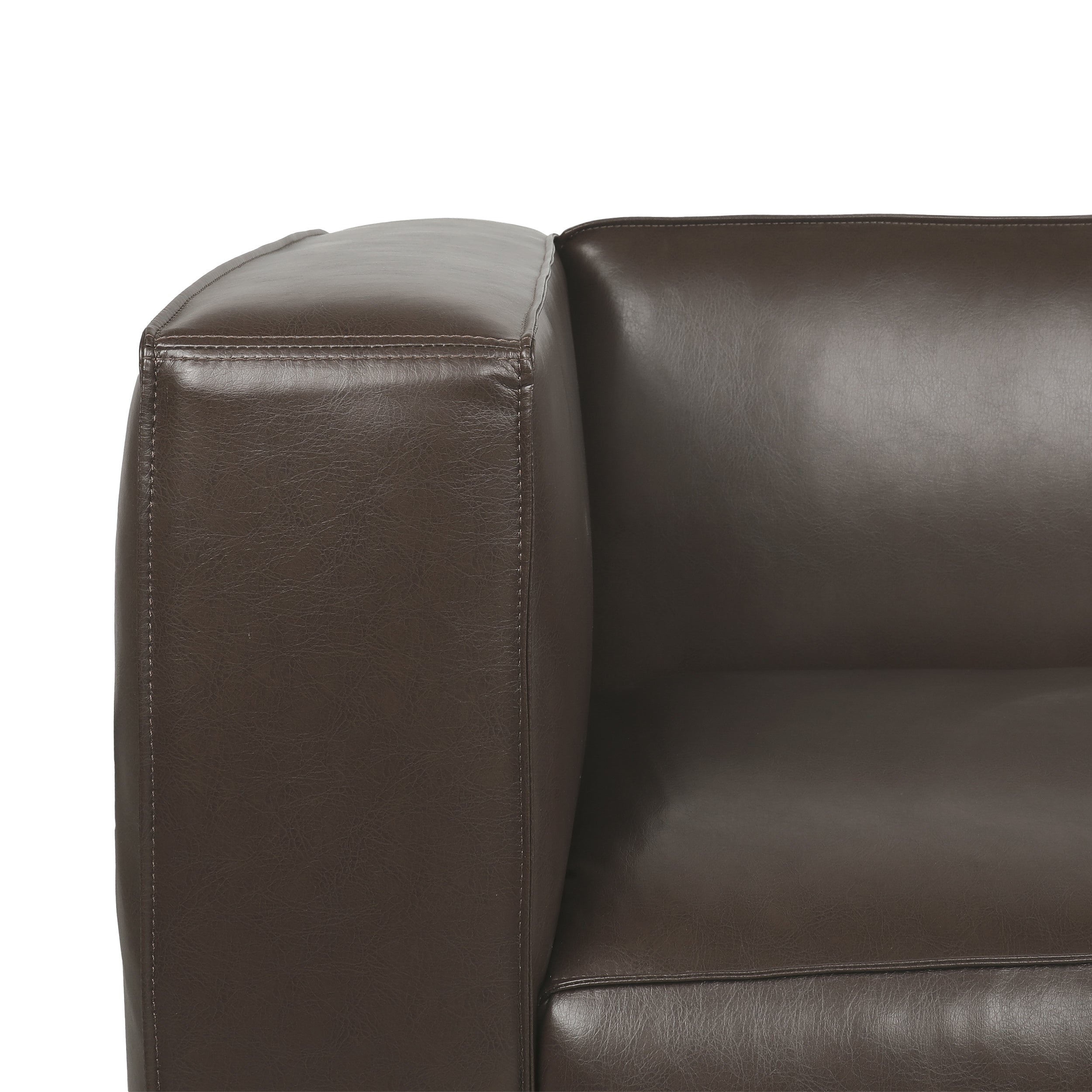 Minkler Contemporary Faux Leather 3 Seater Sofa, Dark Brown and Dark Walnut