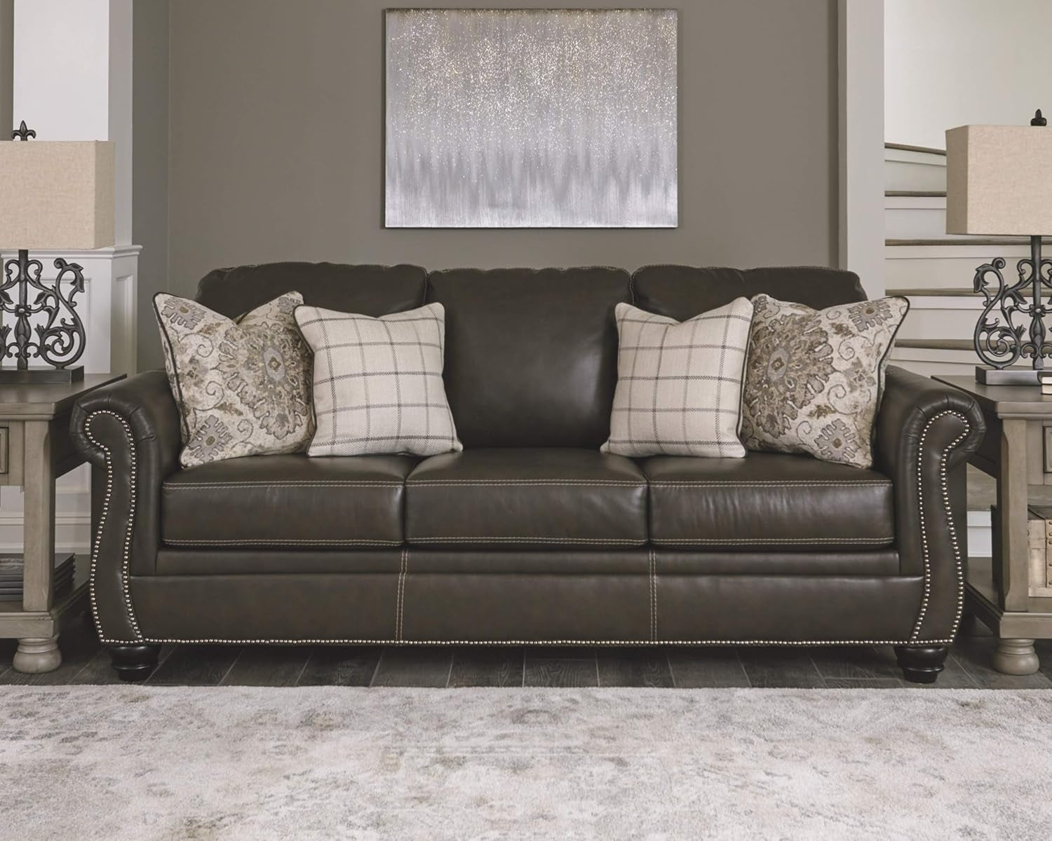 - Lawthorn Faux Leather Sofa, Slate