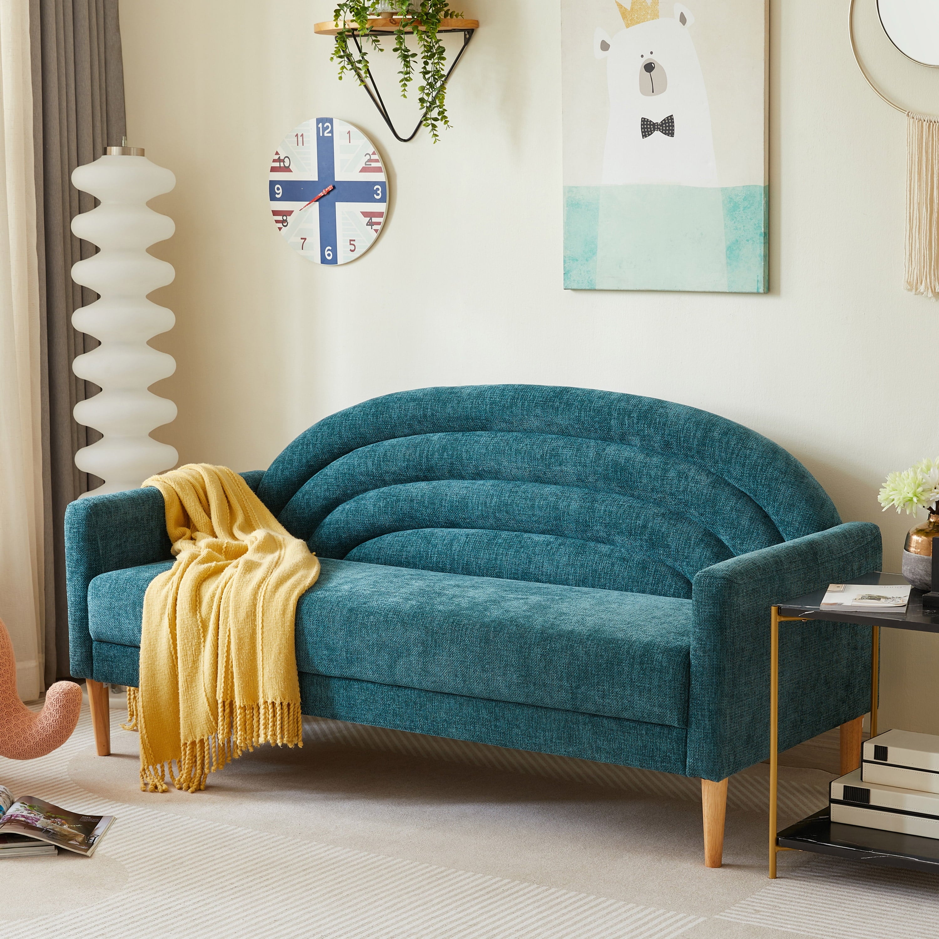 Upholstered Vibrant Rainbow Design, Premium Loveseat, Three-Seater Sofa, and Armchair for Stylish Living Space