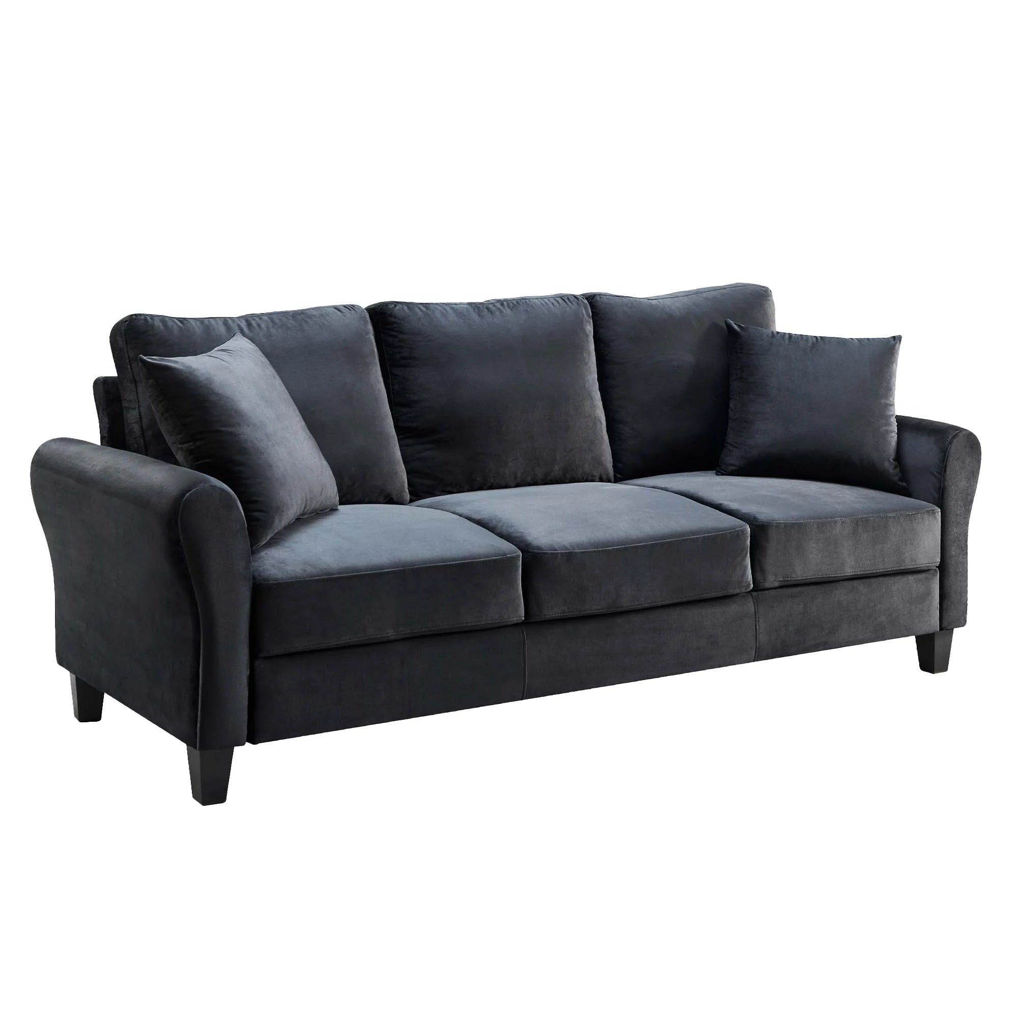 78.4" 3-Seater Sofa, Upholstered Sofa Couch for Living Room - Black