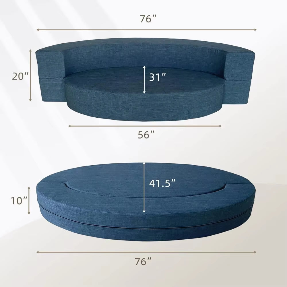 Stylish Sofa Bed Memory Foam with 2 Pillows Fold Out Futon Sleeper Chair Couch for Livingroom Guest Bed, Washable Cover