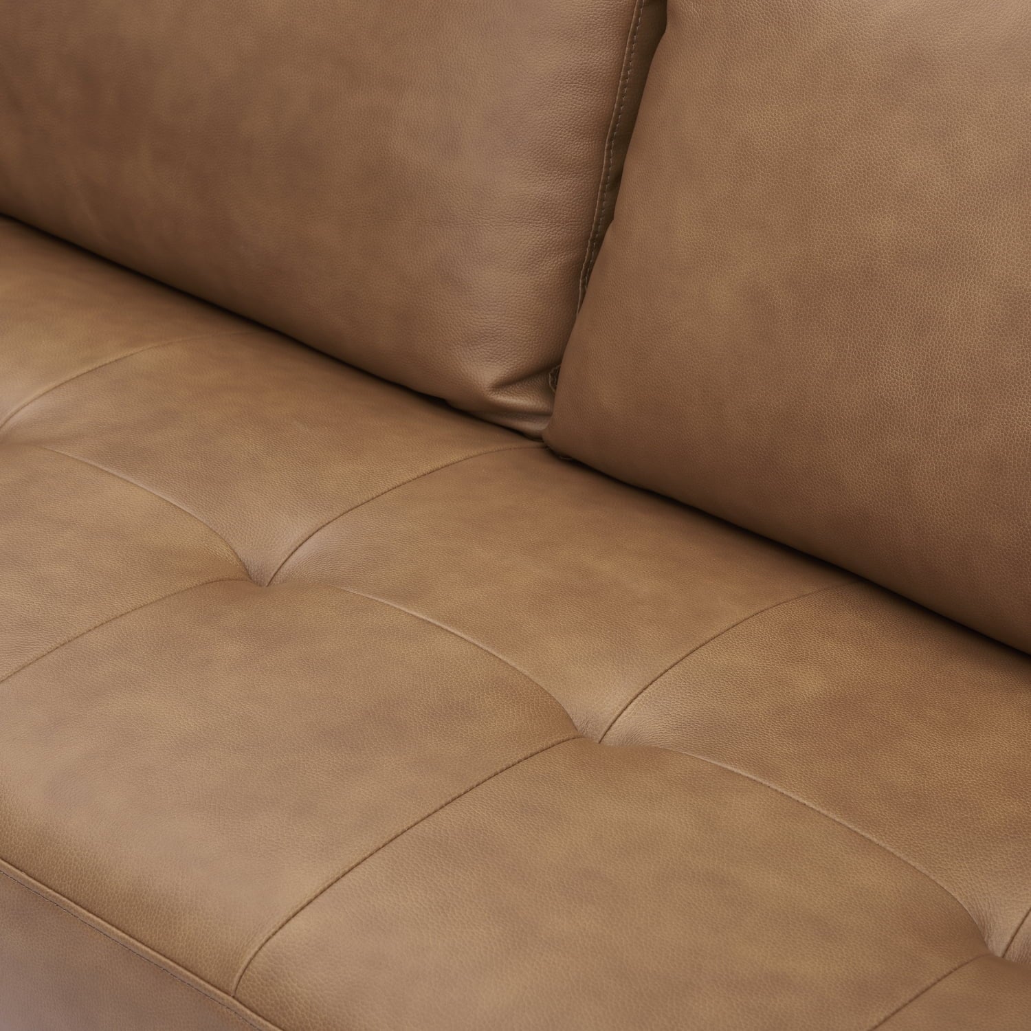 Genuine Mid-Century Leather Sofa Tan